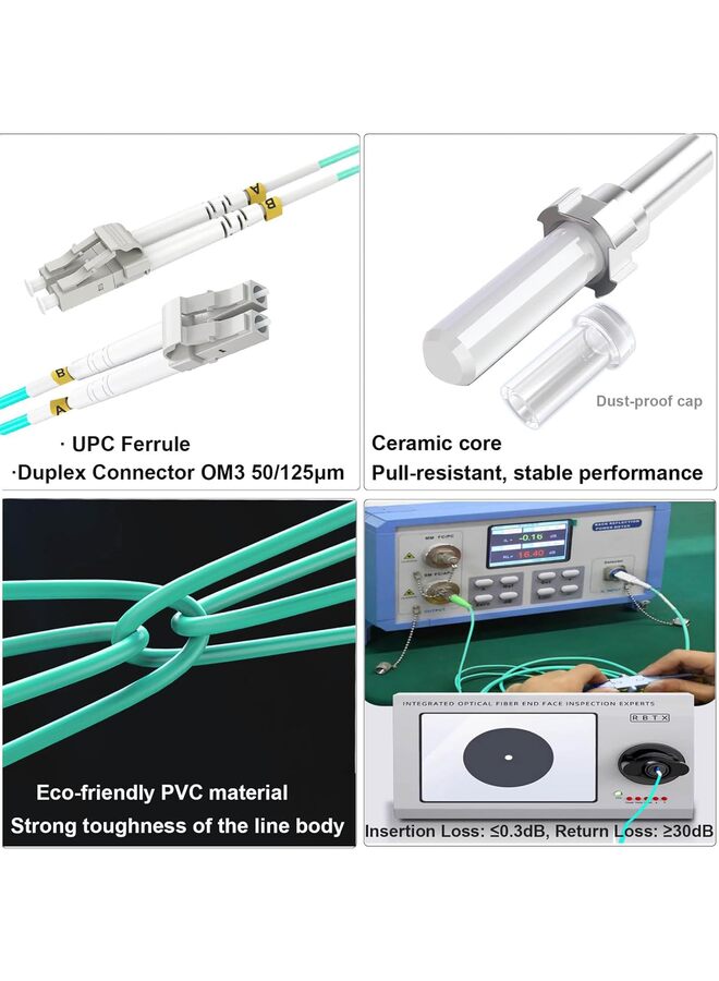 LAMAY 3.3 Feet / 1m Fiber Patch Cable Fiber Optic Cable，SC to SC Fiber Cables OM3, Fiber Optics Patch Cable Duplex 1/10/40GB Multimode Fiber Jumper Optical Cords 50/125µm - Image 3